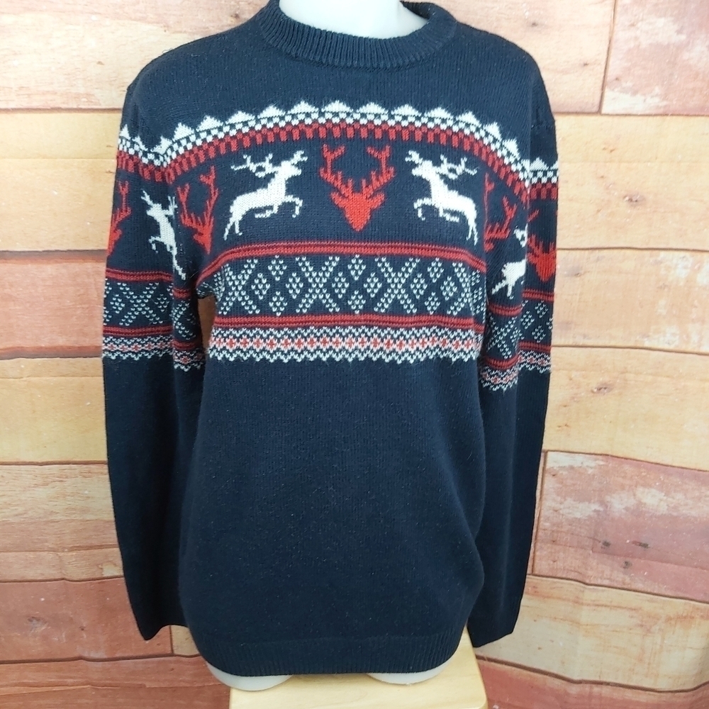 DIVIDED knitted sweater dear graphic 100% acrylic